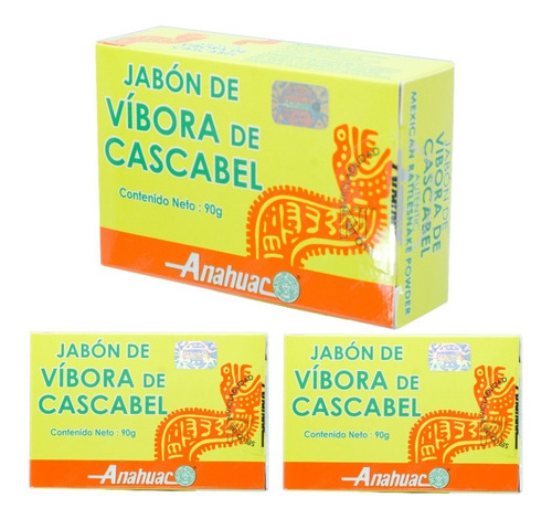 Imagen 1 de 4 de (3 Pzas) Jabon Con Vibora De Cascabel (90 Gr) Anahuac