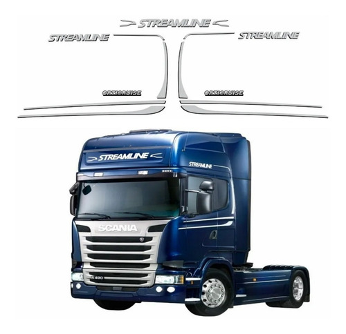 Kit Adesivos Faixa Para Scania Streamline 2014 20734 Cor PRATA