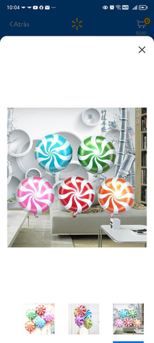 40 Globo Metalicos Caramelos Paletas Lollipop #18 , 45cm