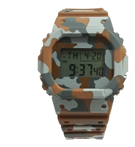 Reloj deportivo digital impermeable caucho camuflado color de