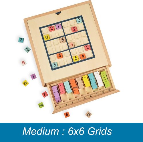Sudoku En Madera Con Libro De Puzzles Fáciles A Difíciles