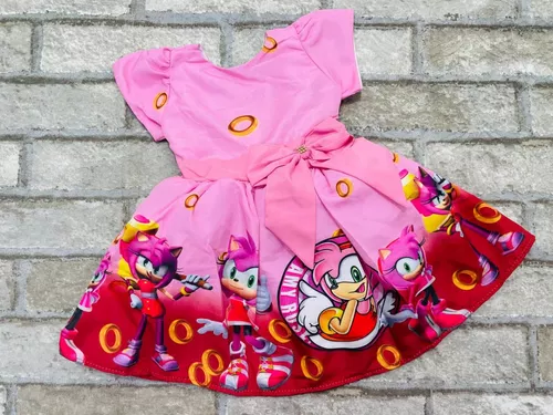 Vestido Sonic Amy Rose Menina Infantil Tematico