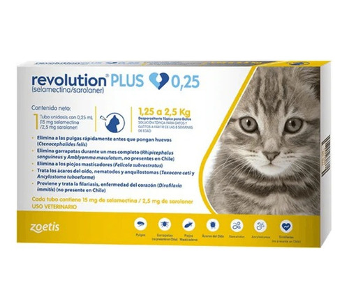 Antiparasitario Revolution Plus 0,25 Ml Gatos 1,25 A 2,5kg