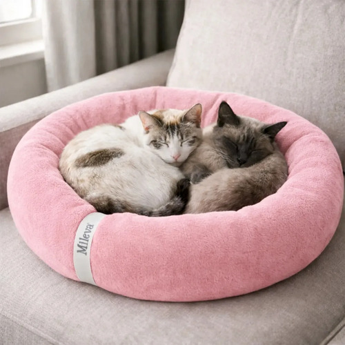 Cama De Gato Caminha Nuvem Ninho Pet Soft Redonda 70x70cm Cor Rosa-chiclete