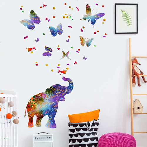 Calcomanías Creativas De Pared De Elefante Colorido Calcoman