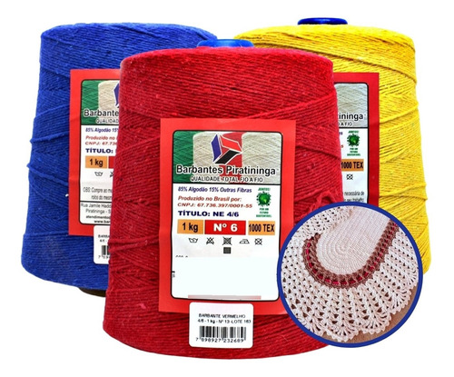 Kit 8 Barbantes Coloridos E Cru 1kg Fio 6 E 8 Crochê