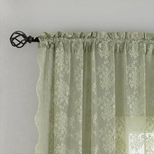 Conjunto De Cortinas De Ventana, Transparente Encaje Floral