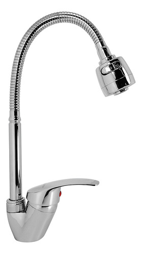 Mezcladora Monomando Genova Hidroflud Cuello Flexible Cromo Acabado Brillante