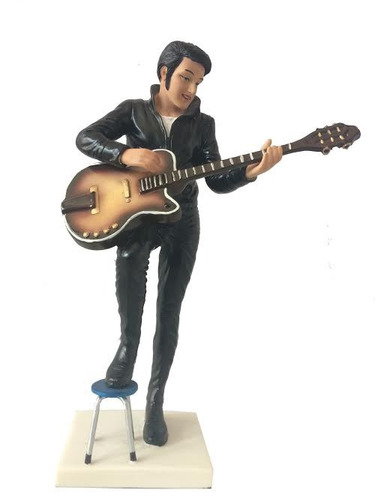 Enfeite De Resina Elvis Presley C Banquinho Guitarra 26cm C1