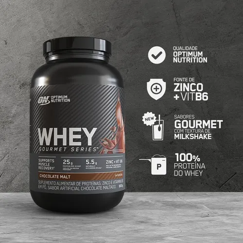 Imagem 3 de 5 de Suplemento Em Pó Optimum Nutrition Gourmet Whey Series Proteína Sabor Chocolate Em Pote De 900ml