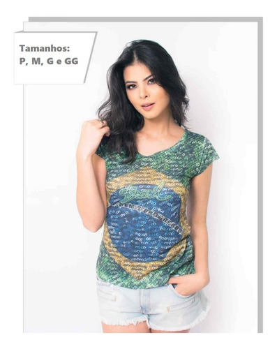 Camisa Camiseta Brasil Feminina Linda Excelente Qualidade