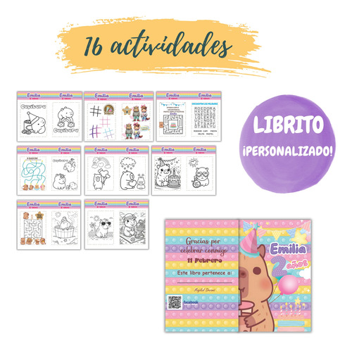 Libro Para Colorear Capibara Personalizado 25 Unidades