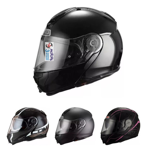 Jm Casco Rebatible Moto Nzi Combi Duo Shock Black Gloss Matt