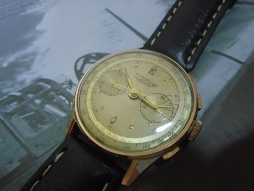 Charles Nicolet Antigo Cronografo Ouro Solido 18 K Cal L 51