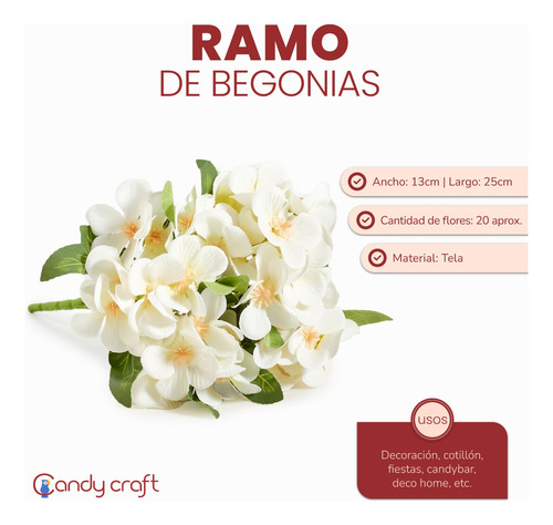 Ramo De Flores Artificiales Modelo Begonias