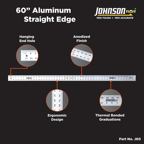 Regla Johnson Level Tool J60 60 Pulgadas Aluminio Plateado Plateado Metálico