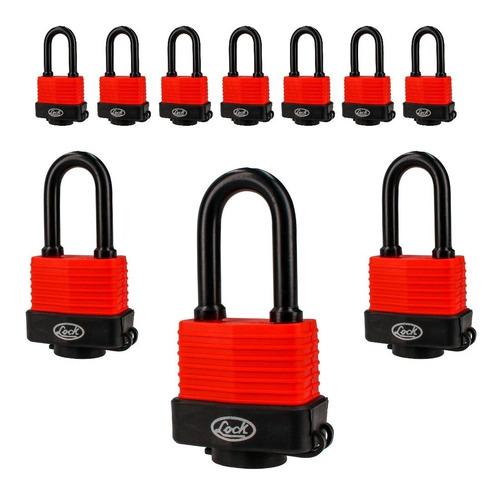 Kit De 10 Candado Impermeable Largo 40 Mm Lock