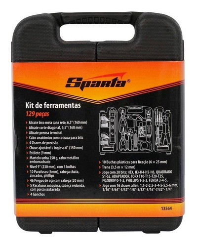 Imagem 4 de 4 de Kit Jogo De Ferramentas 129 Pcs Sparta + Chave Fixa Starfer