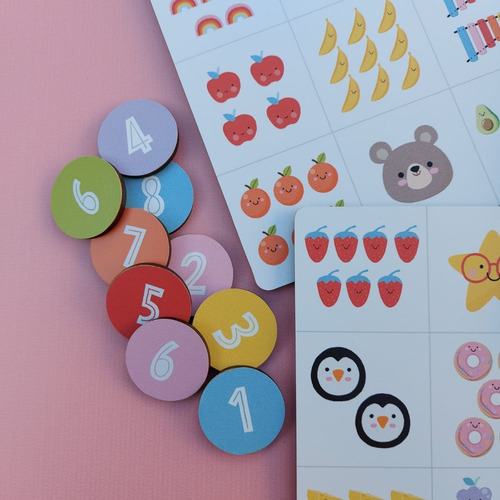 Juego Didáctico Para Asociar Números Con Fichas De Madera