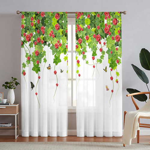2 Cortinas De Ventana De Cortina Transparente 107cmx213cm