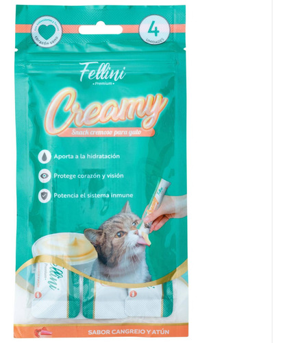 Fellini - Snack Cremoso Para Gato Sabor Cangrejo Atun 60gr.