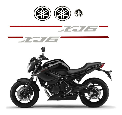 Kit Adesivos + Resinado Para Yamaha Xj6n 2013 17031 Cor VERMELHO/CINZA