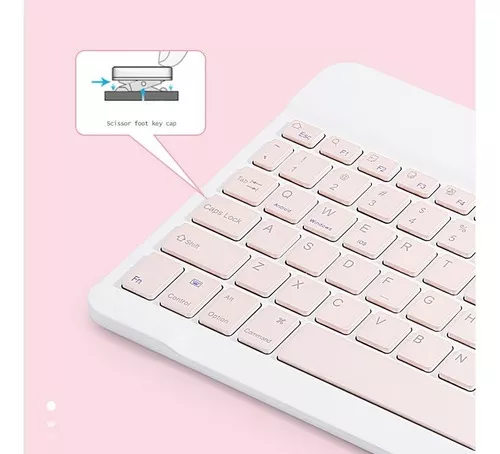 Teclado Inalámbrico Bluetooth Rosado Recargable En Español