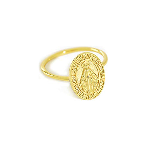 Anillos - Virgin Mary 18k Gold Finish 925 Sterling Silver St