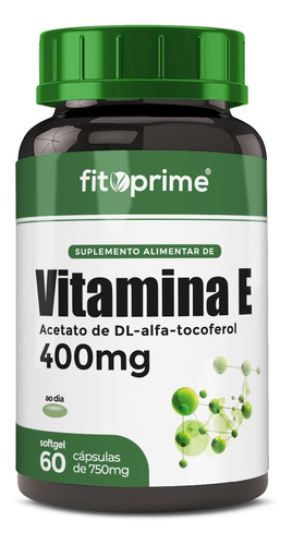 Imagem 1 de 5 de Vitamina E 400mg 400ui Por Cápsula Com 60 Cápsulas Fitoprime