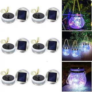 Solar Crackle Glass Globe Jar Lid Lights Replacements T...