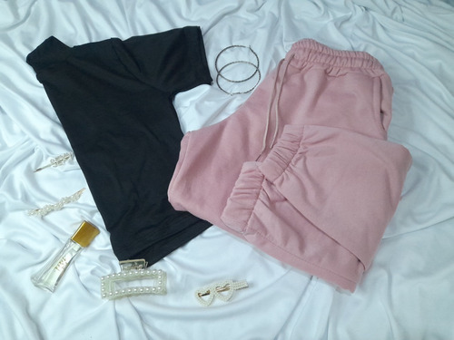 Conjunto Pantalon Sudadera Jogger Blusa Croptop