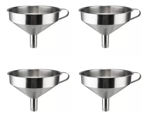 Set X 4 Embudos De Cocina De Acero Inoxidable Diámetro 14 Cm