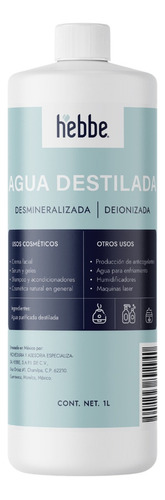 Agua Destilada Deionizada Alta Pureza uso cosmetico en serum 1 L