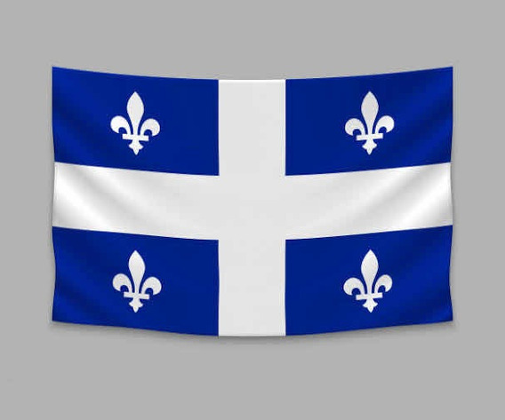 BANDERINA de DESPACHO Provincia CANADÁ DE Quebec 14 x 21 cm AZ FLAG Bandera de Mesa de Quebec 21x14cm