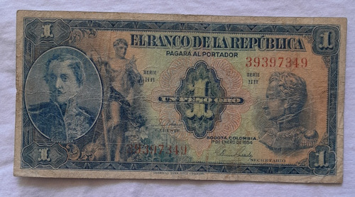 Billete De 1 Pesos Año 1954, Estado F (5). No   7349