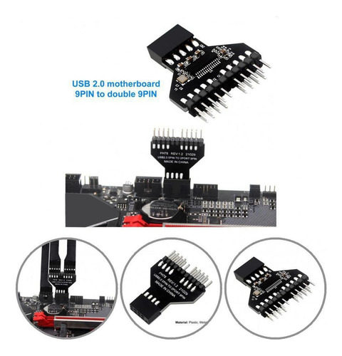 Placa Base Usb 2.0, Conector Usb De 9 Pines, Hembra, 1 A 2,