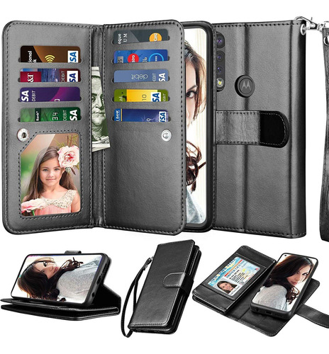 Funda Para Motorola Moto G Power, Tarjetero/negra/billetera