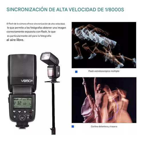 Daconovo V850ii Gn60 2.4g De Cámara 1 / 8000s Flash De La Cámara Flash Speedlite Incorporada 2.4g Inalámbrico X Con 2000mah Li-ion