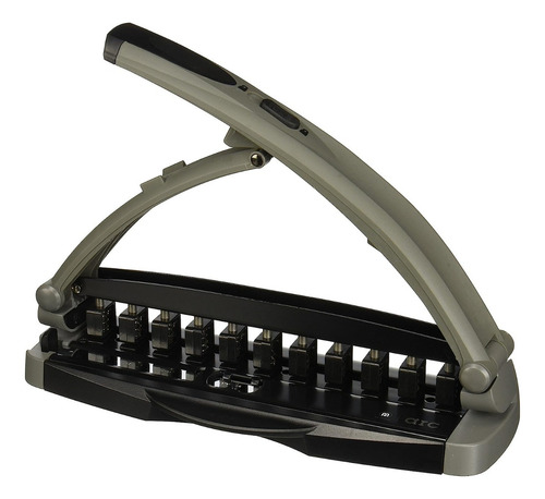 Furador Staples Arc sistema de disco cor grafite e preto forma da perfuração cogumelo