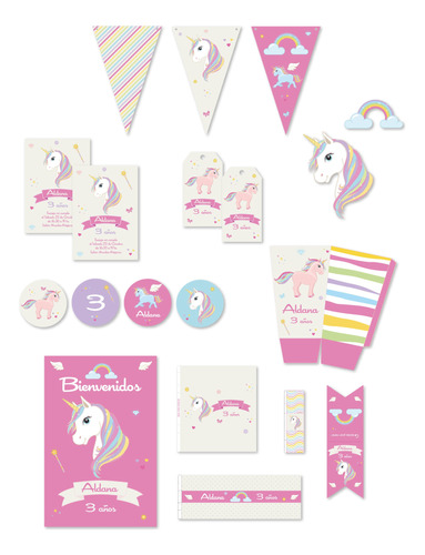 Kit Cumple Candy Imprimible Unicornios