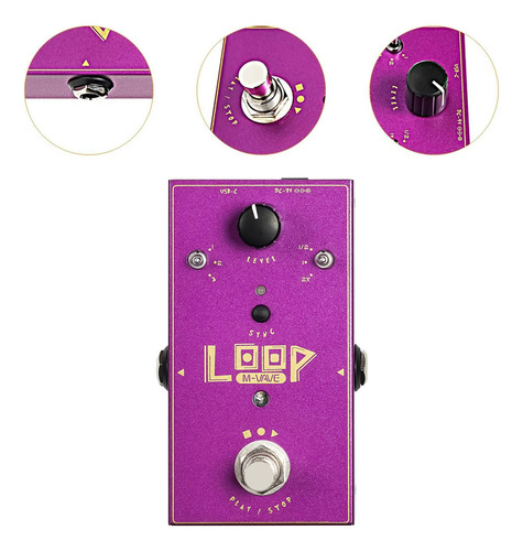 Pedal De Efectos Portátil Guitarra Individual M-vave Loop Violeta
