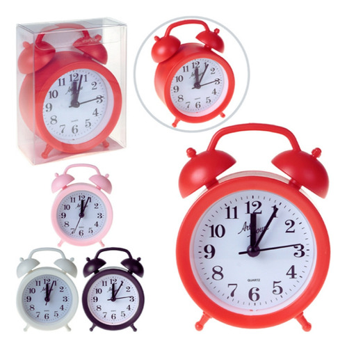 Reloj despertador de color pequeño, diseño minimalista, color rosa
