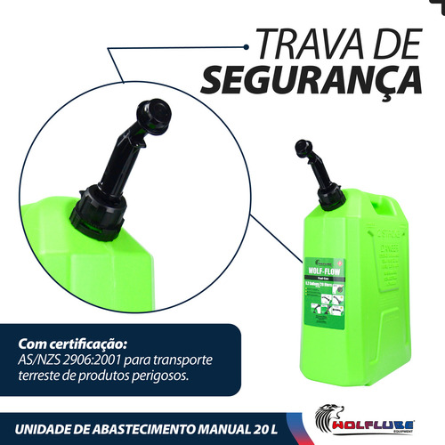 Galão De Gasolina Combustível Álcool 20 Litros Com Bico Wolflube