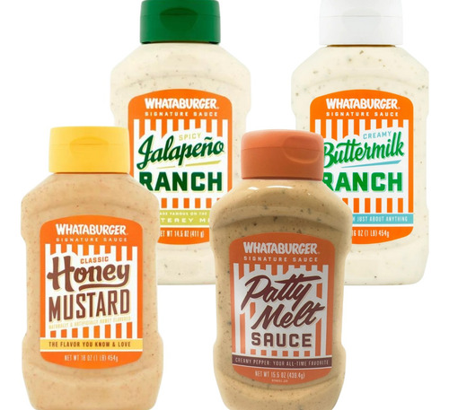 Whataburger Aderezos Ranch, Honey Mustard Y Patty Melt 4pack