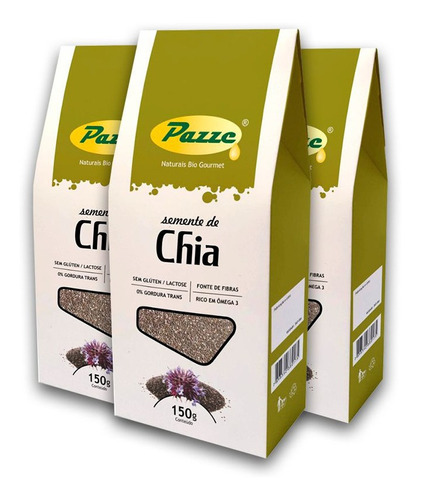 Kit 3 Semente De Chia Pazze 150 Gramas