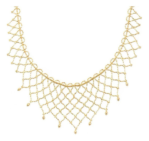 Lace Woven Mesh Gold Ball Clavicle Chain