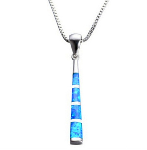 Collar Largo Azul Opal Con Cadena Cpl10 Estuche 