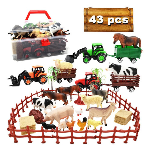 Conjunto De Trator De Brinquedo Agrícola Com 40 Peças De Ani