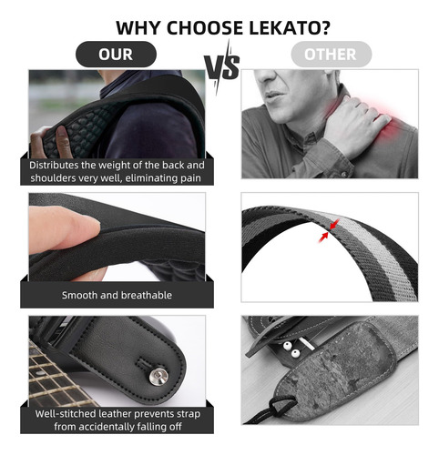 Correas De Guitarra De Lekato Para El Bajo De La Guitarra El