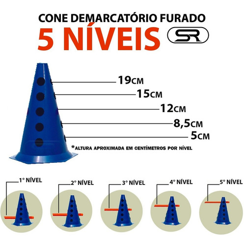 10 Cones C/ 5 Barreiras Desmontáveis + 10 Pratos + Escada Funcional Ajustável + 8 Argolas Agilidade Com Bolsa